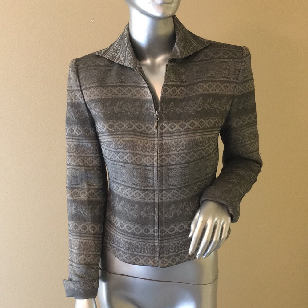 Georgiou Studio metallic woven zip up blaz…